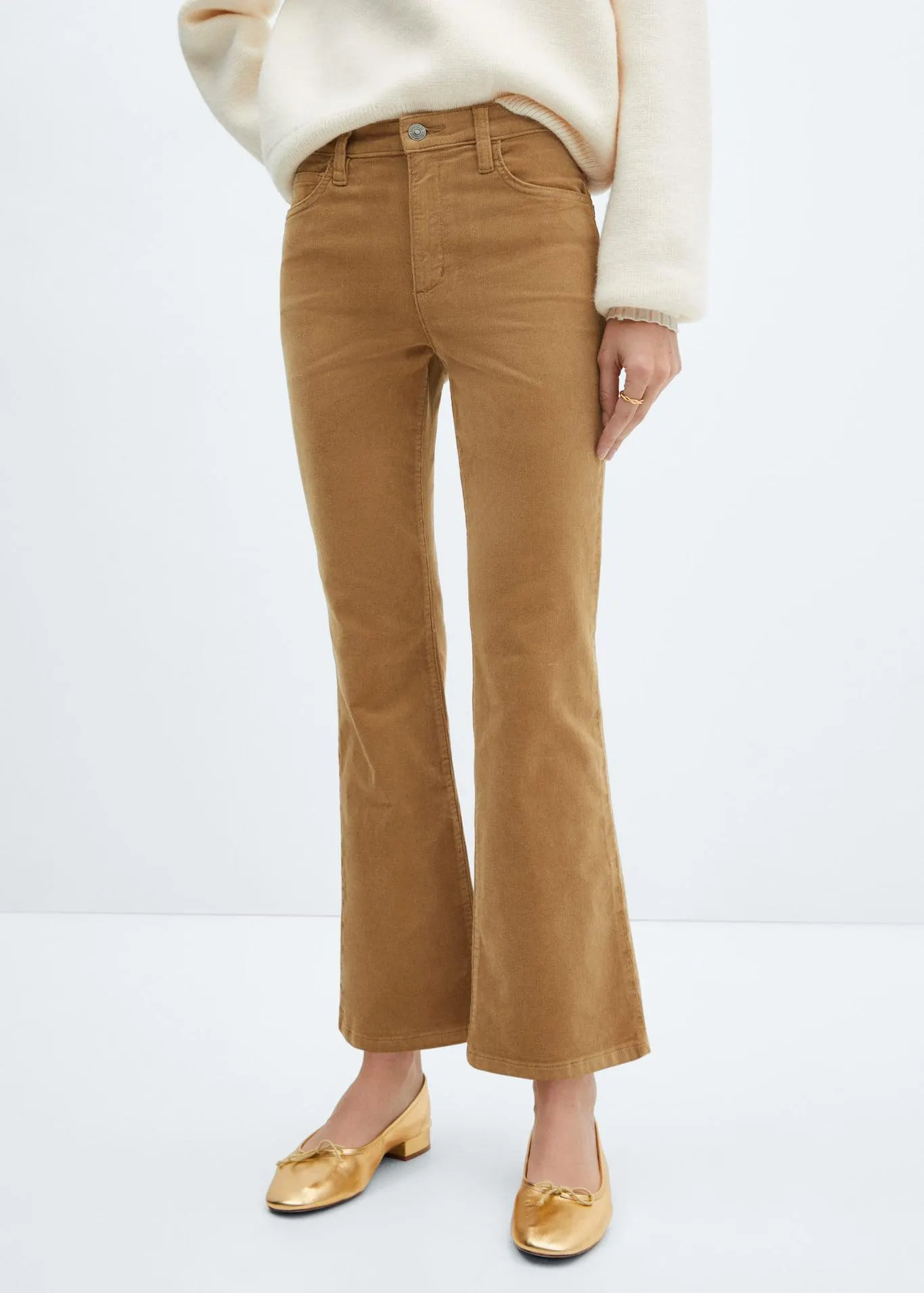 Pantaloni flare crop velluto a coste