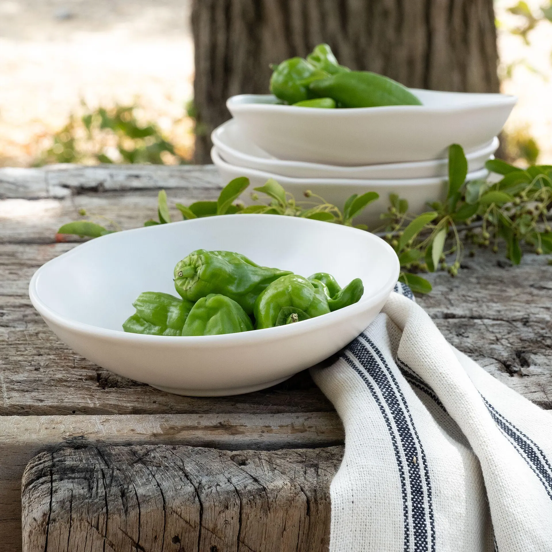 Assiette creuse ondulée en faïence D20cm - blanc ventoux