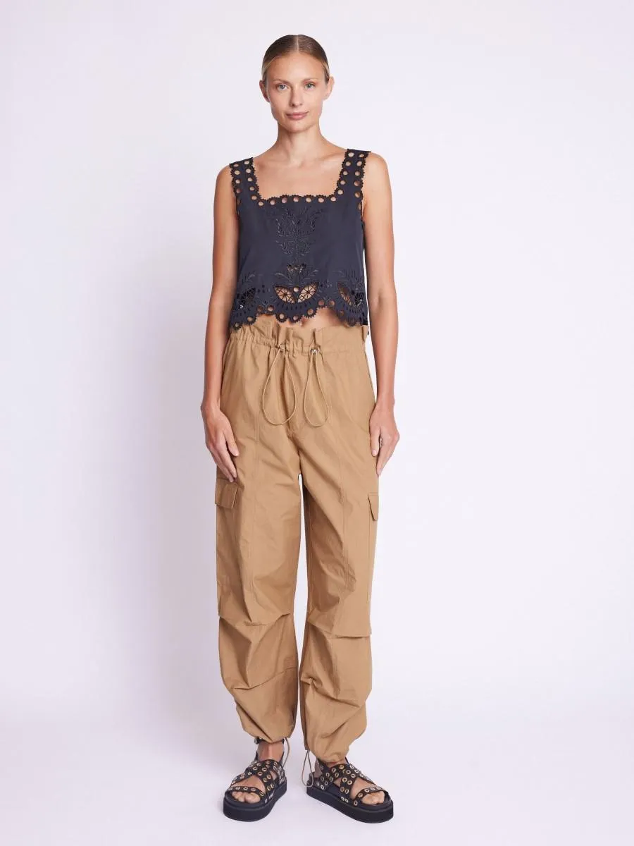 PAULINE | Pantalon cargo camel en coton
