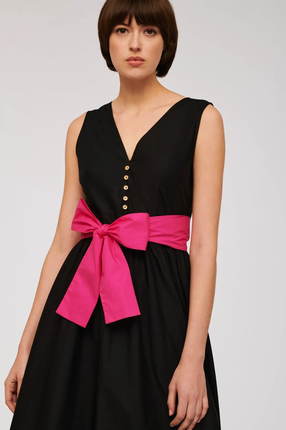 Robe longue en popeline bicolore