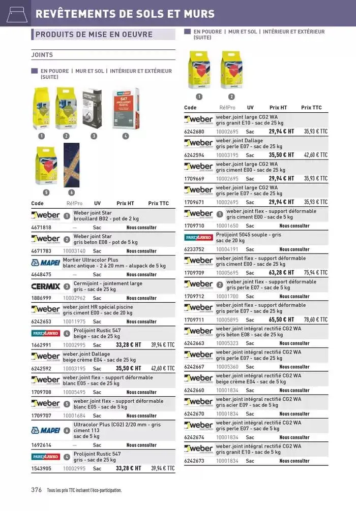Matériaux 2025 du 1 janvier au 31 décembre 2025 - Catalogue page 376