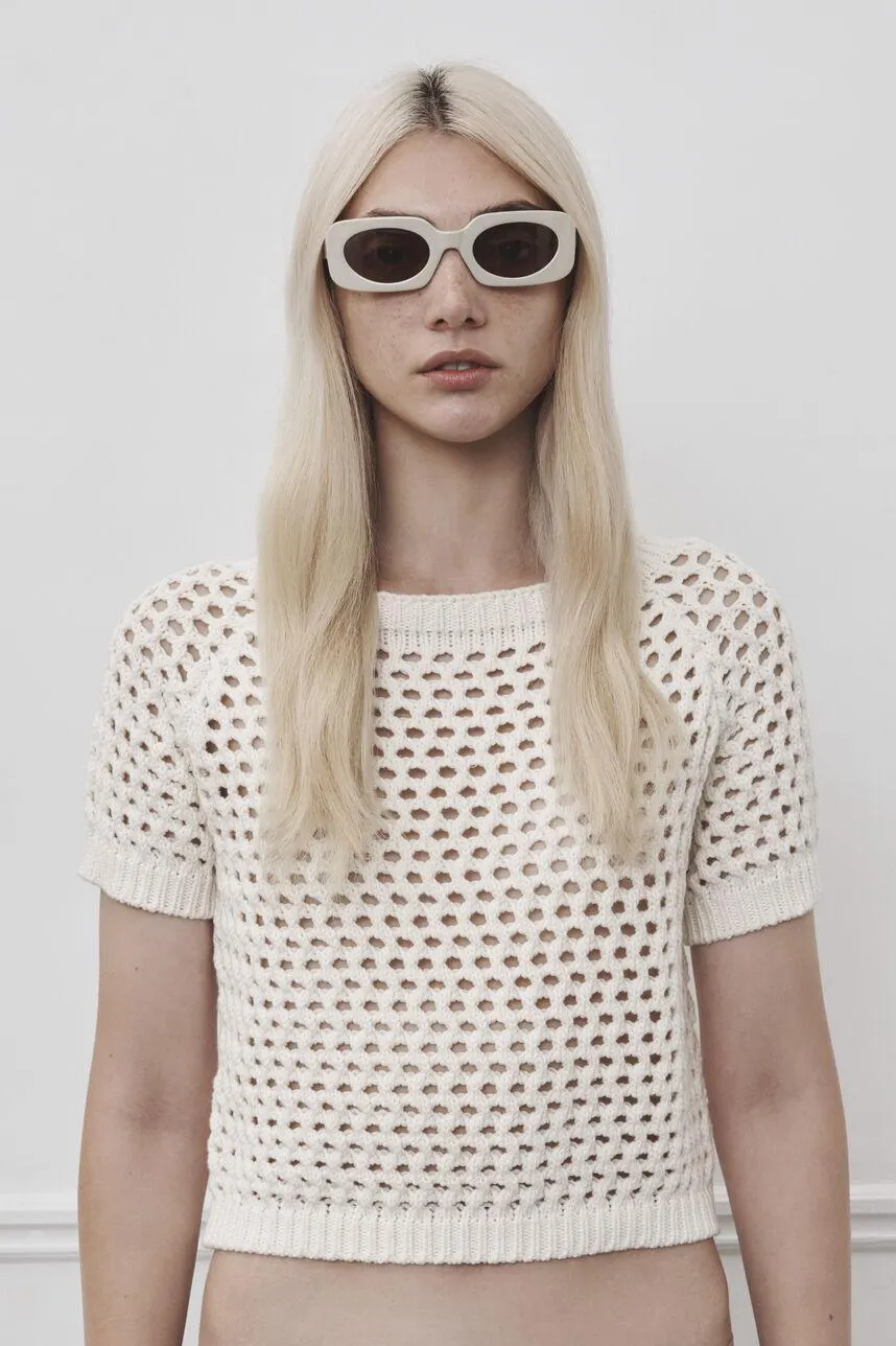 Pull crop en maille façon crochet PITFALL