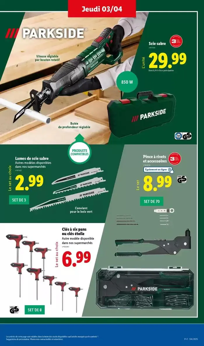 Parkside est le meilleur allié pour tous vos projets de bricolage, profitez-en ! du 3 avril au 7 avril 2025 - Catalogue page 3