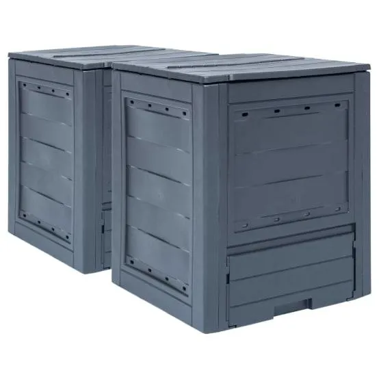 Composteurs de jardin 2 pcs Gris 60x60x73 cm 520 L