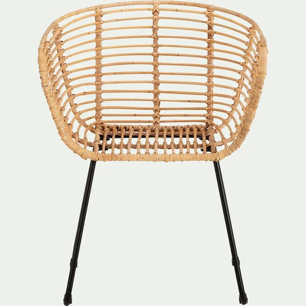 ISMENE Chaise en rotin avec accoudoirs - naturel