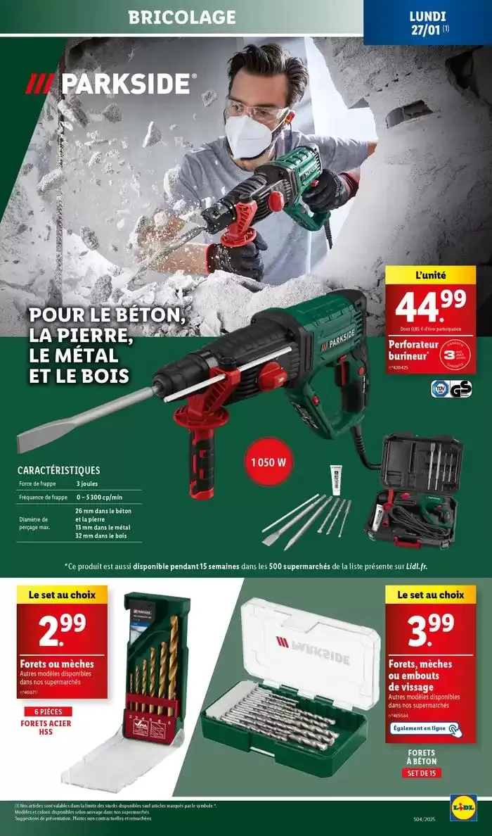 Retrouvez les outils performants Parkside, pour un bricolage efficace à prix mini! du 27 janvier au 30 janvier 2025 - Catalogue page 5