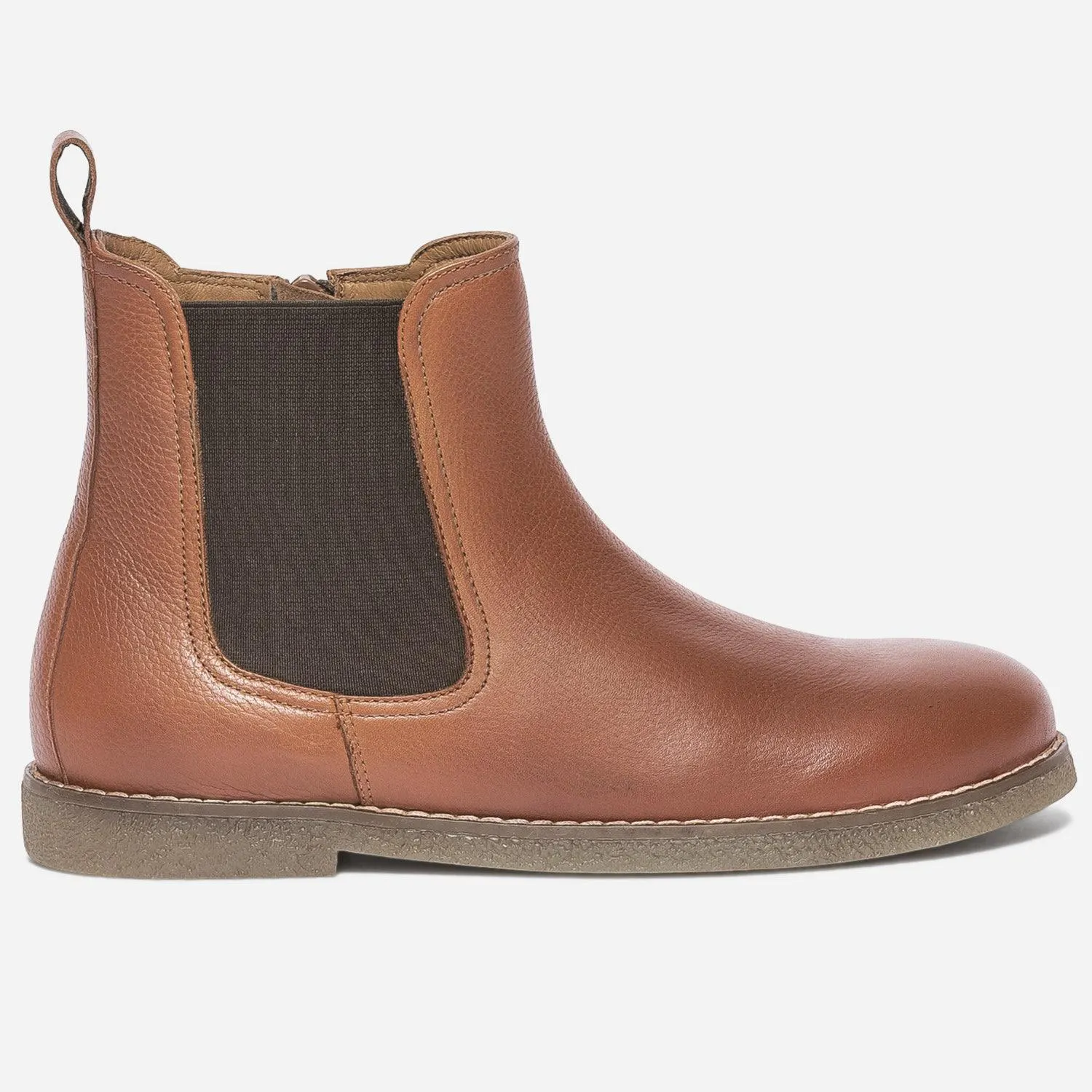 Chelsea boots camel en cuir grainé