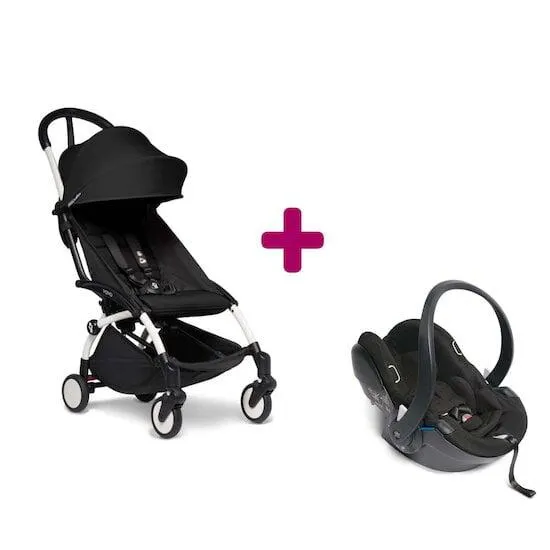 Pack poussette YOYO² chassis blanc + coque yoyo + pack 6+ noir de BABYZEN