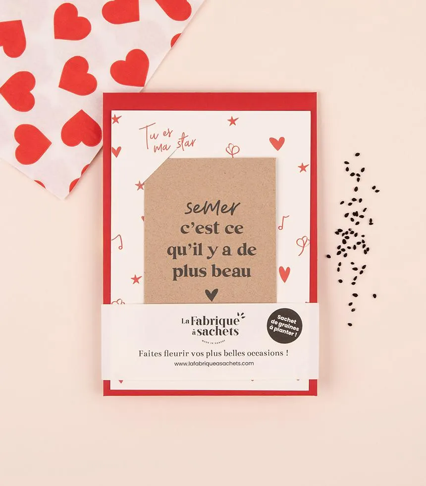 Carte d'amour "semer plus beau" à planter