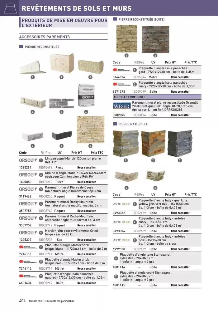 Matériaux 2025 du 1 janvier au 31 décembre 2025 - Catalogue page 404
