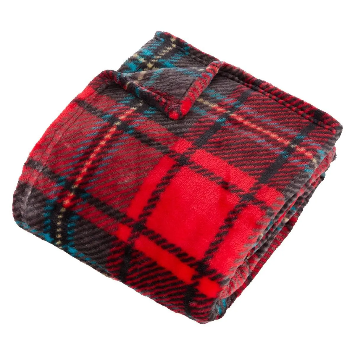 Plaid flanelle imprimé "Brody" Rouge, 170x130 cm