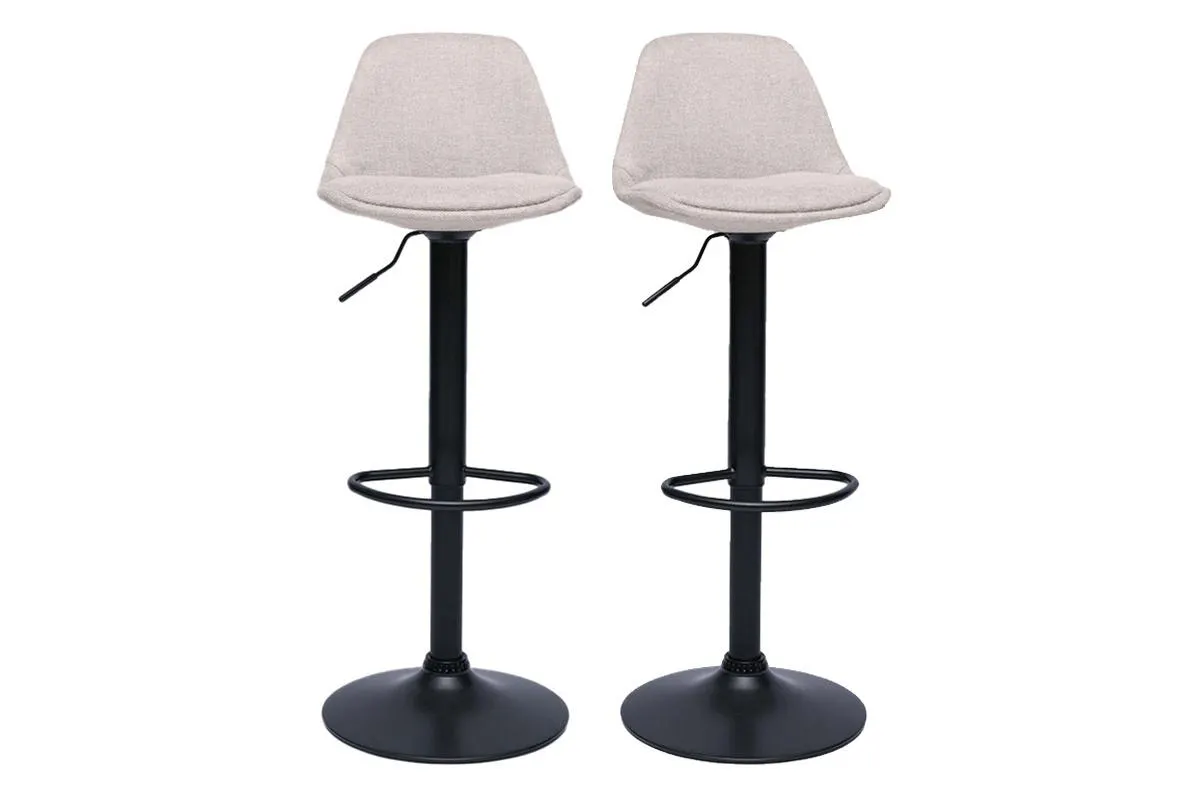 Tabourets de bar design en tissu effet velours texturé beige (lot de 2) STEEVY