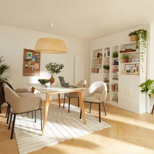 Table L.160/200 + allonges MAXTON Verre / Imitation marbre