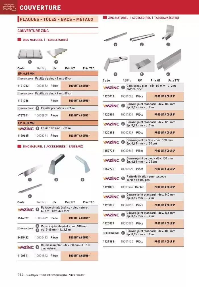 Matériaux 2025 du 1 janvier au 31 décembre 2025 - Catalogue page 214