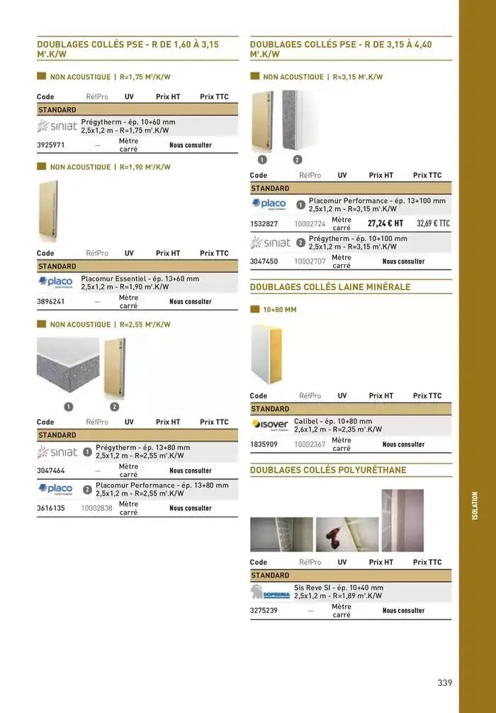 Matériaux 2025 du 1 janvier au 31 décembre 2025 - Catalogue page 339