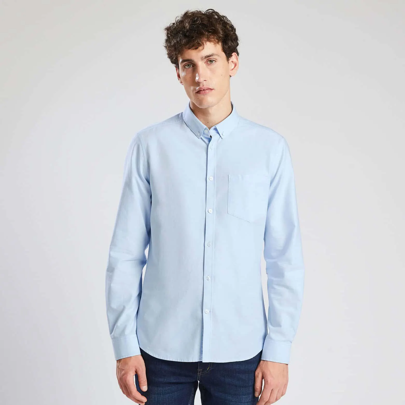 Chemise slim oxford unie coton recyclé - Bleu clair