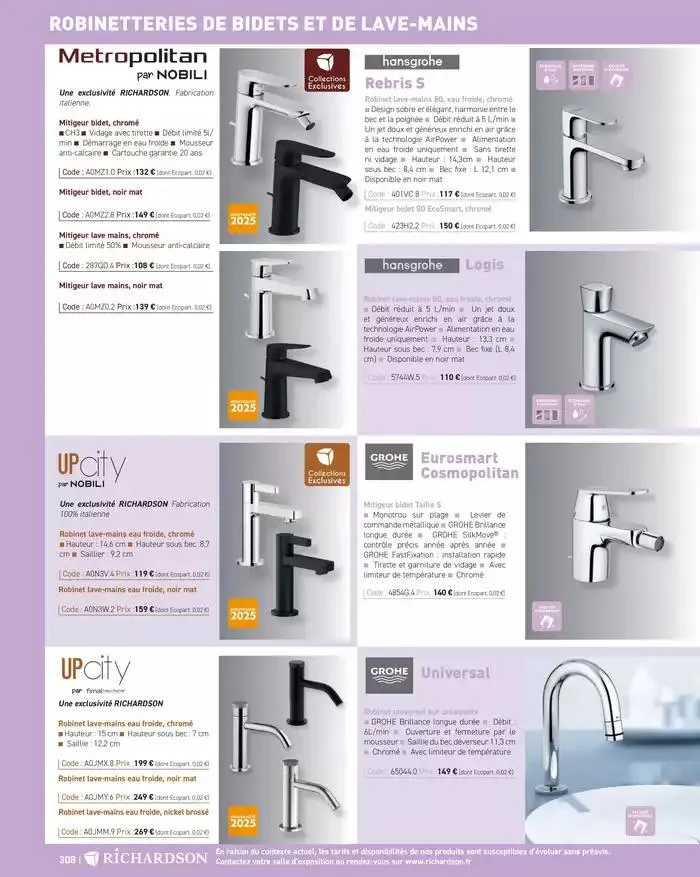 SALLE DE DE BAINS ET CARRELAGE 2025 du 11 avril au 31 décembre 2025 - Catalogue page 310