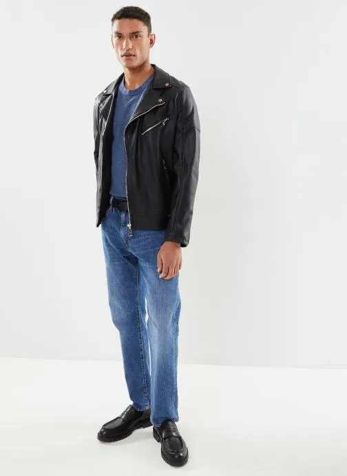 T-shirt - Slhberg linen SS Knit Tee Noos - Bleu