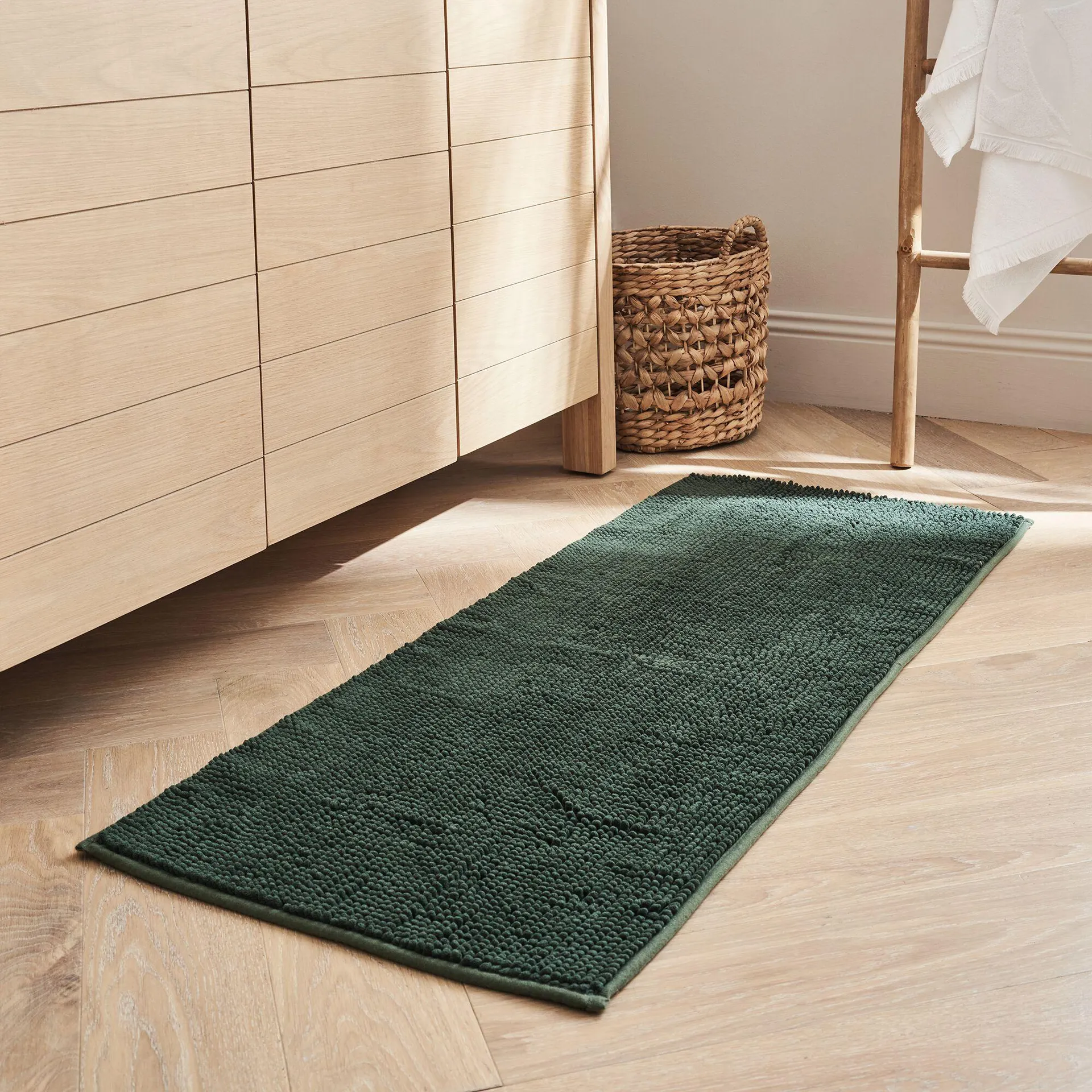 Tapis de bain rectangulaire antidérapant 50x120cm - vert cèdre