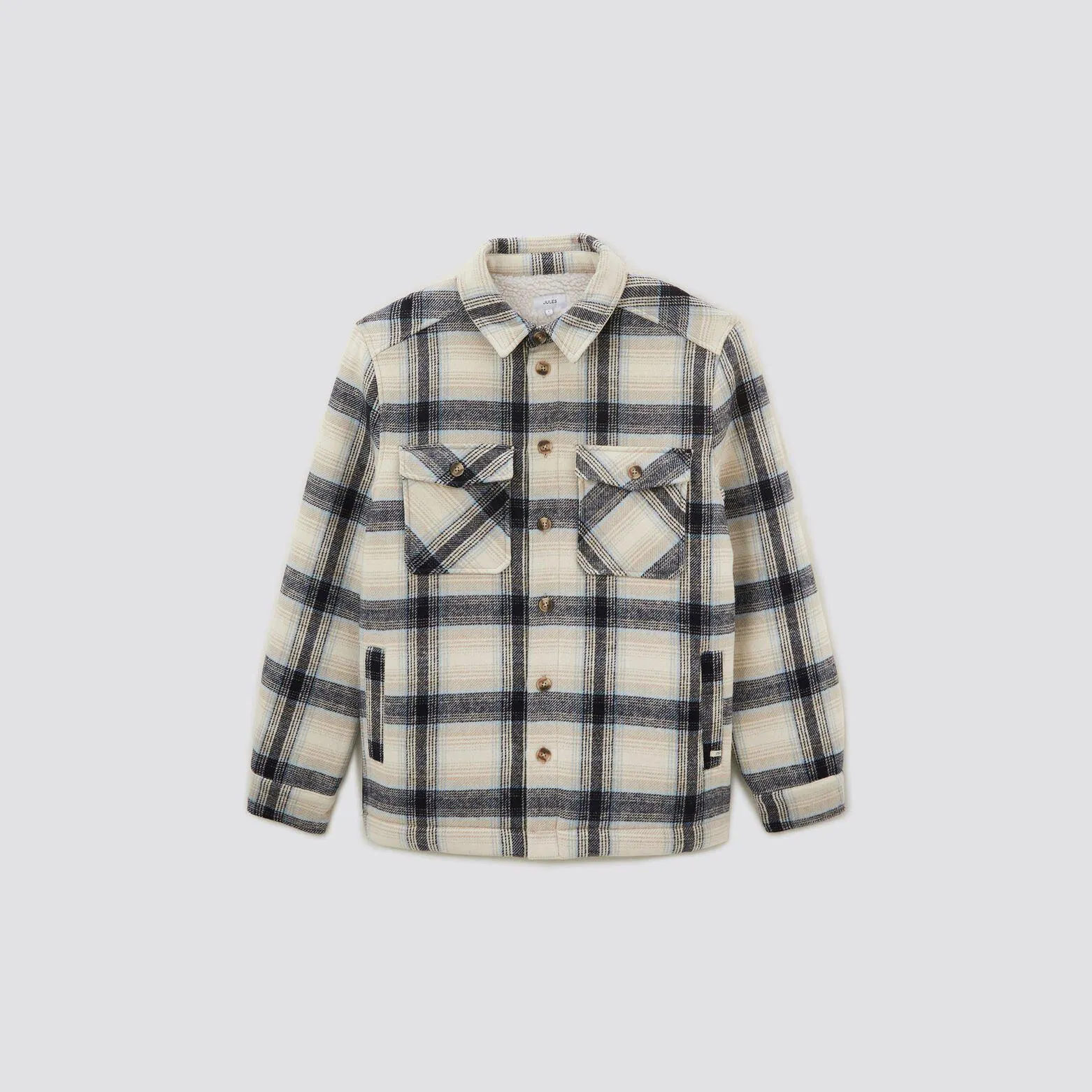 Surchemise carreaux laine doublure sherpa - Ecru