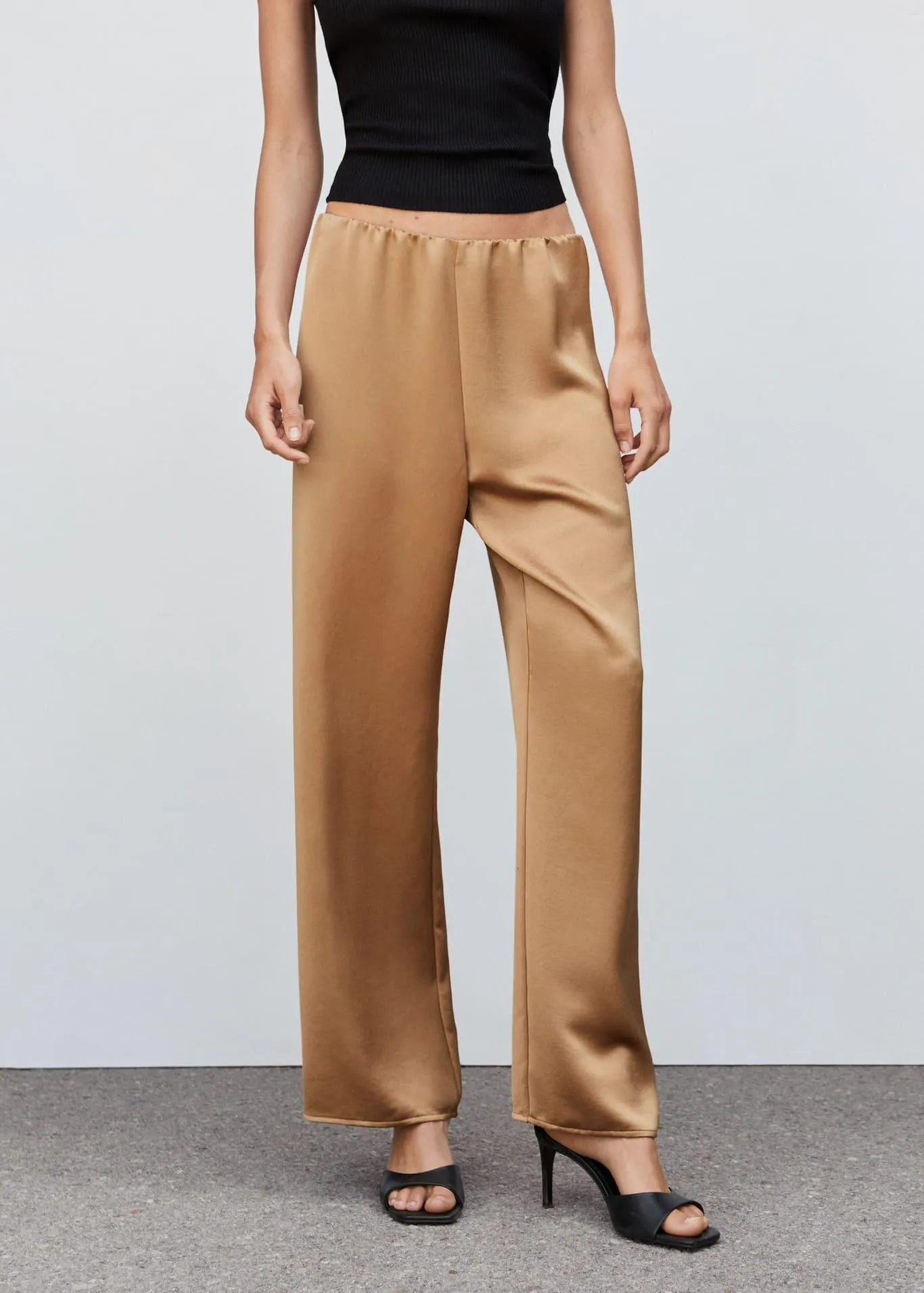 Pantalon satiné taille élastique