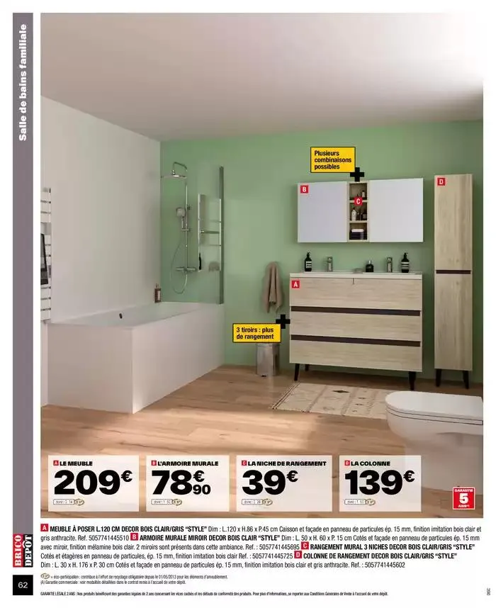 J’améliore mon habitat à prix dépôt du 2 octobre au 9 octobre 2024 - Catalogue page 62