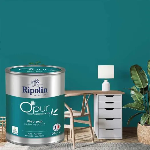 Peinture RIPOLIN Opur bio sourcée multi-supports bleu pop satin 2L