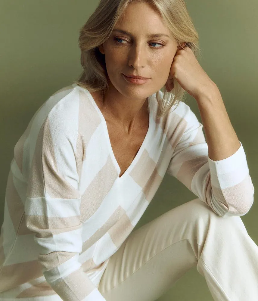 Pull maille à rayures chevrons