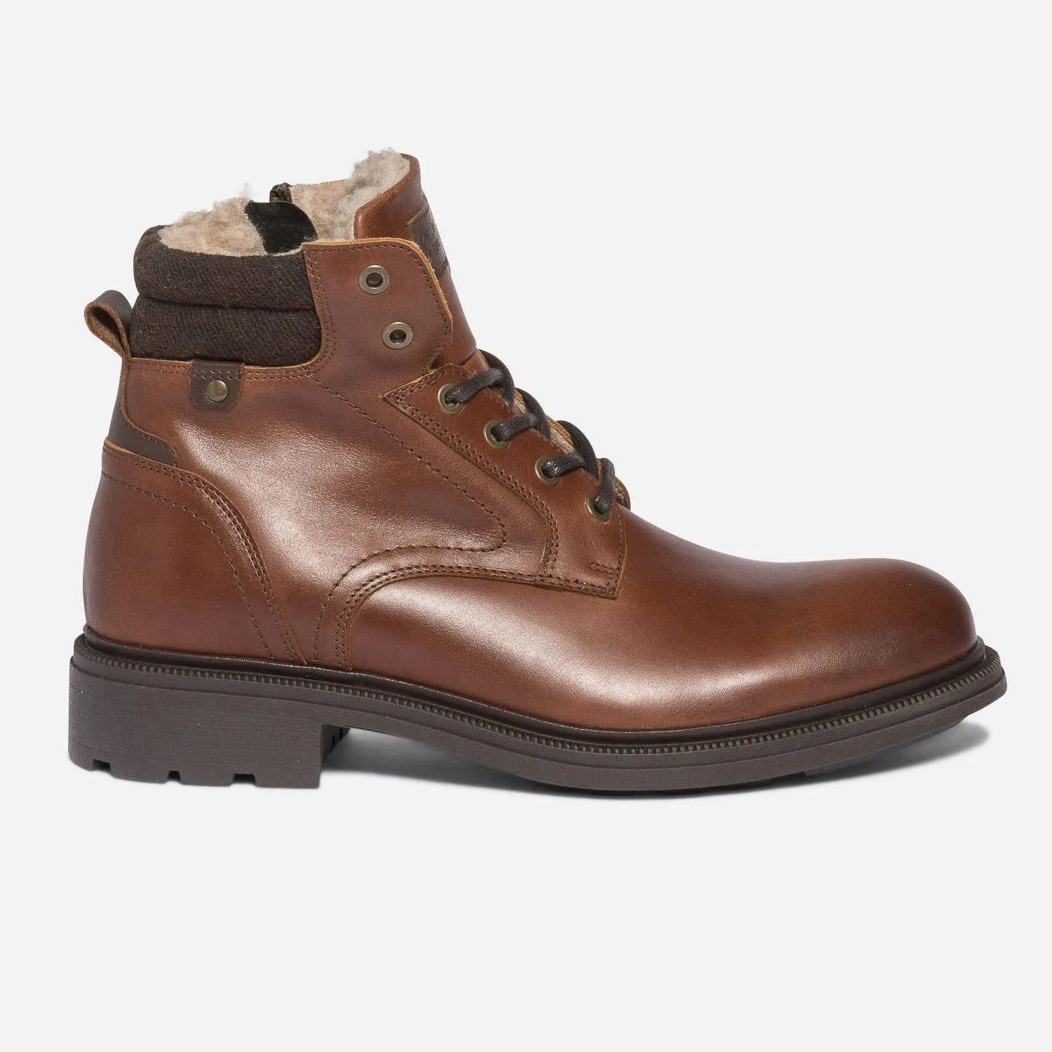 Bottine fourrée marron éco-conçu en cuir