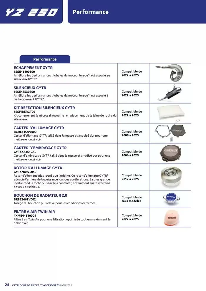 Catalogue Yamaha Motos - Accessoires GYTR Off Road du 23 septembre au 30 avril 2025 - Catalogue page 24