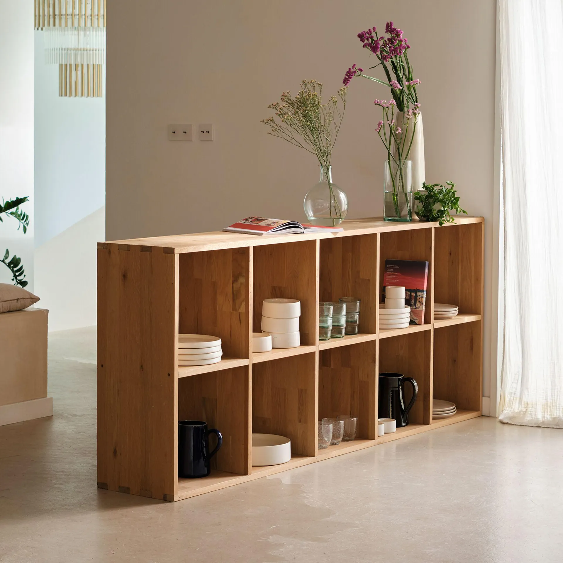 Étagère 10 cases en chêne