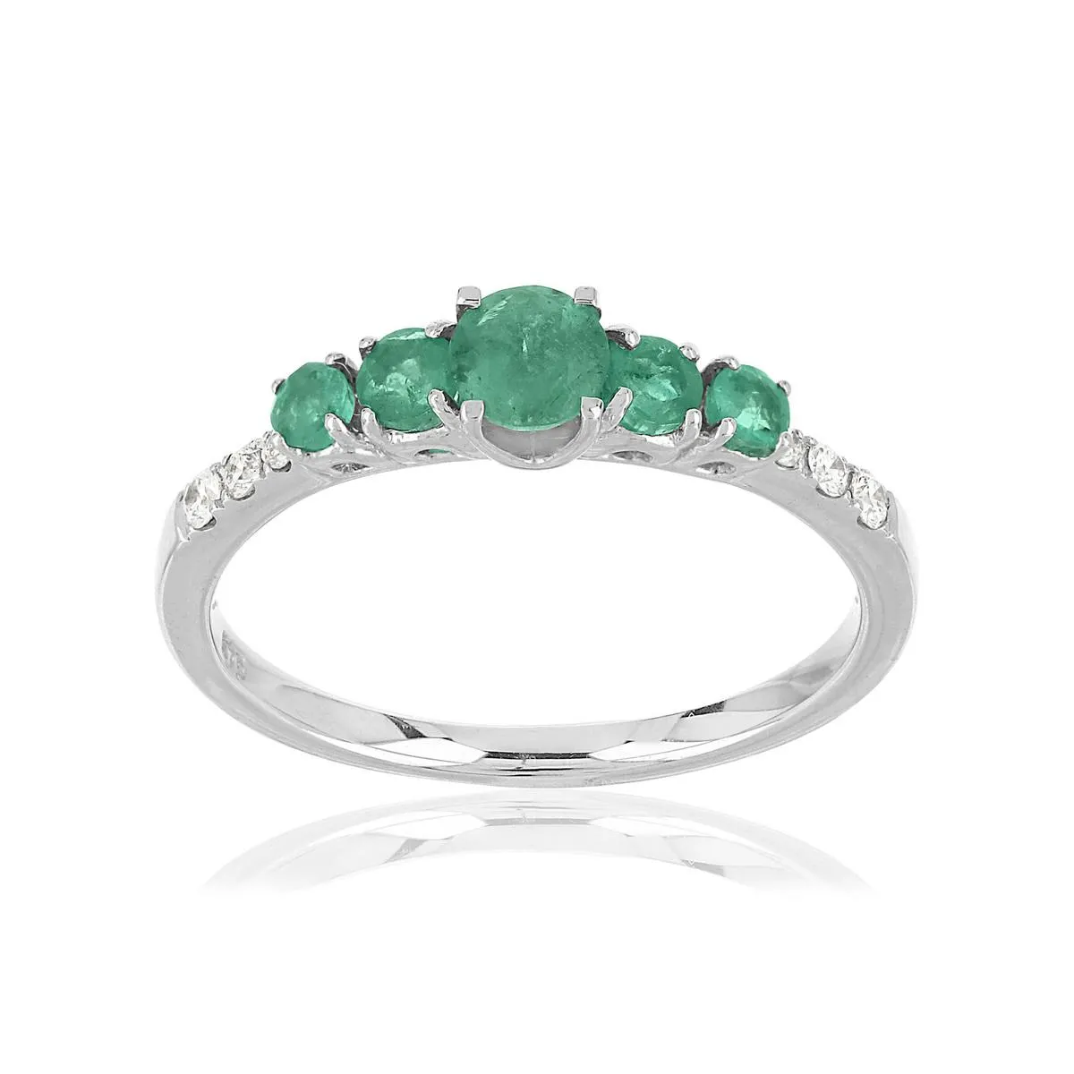 Bague or blanc 750 émeraude diamant