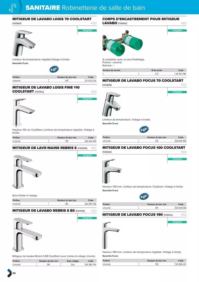 Catalogue génie climatique & sanitaire | Édition 2024-2025 du 2 octobre au 31 décembre 2025 - Catalogue page 34
