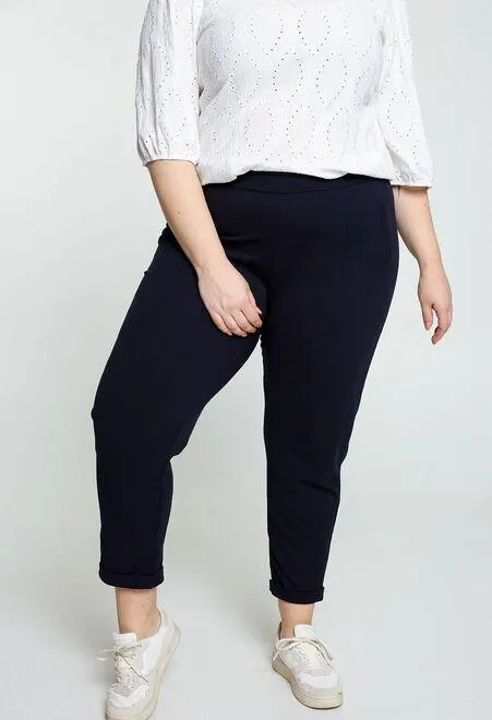 Pantalon 7/8 uni en crêpe