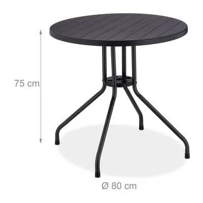 Table de jardin ronde aspect bois