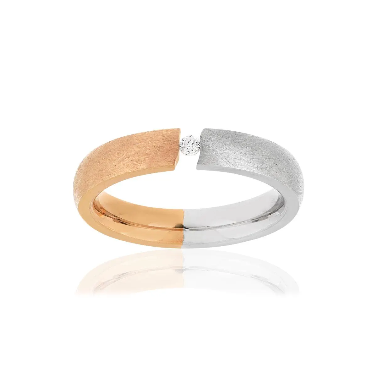 Alliance acier 2 tons rose zirconia blanc 4 mm