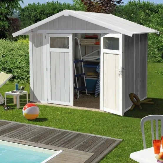 Abri jardin résine Grosfillex Utility gris/vert 4,90 M2 Ep. 26 mm