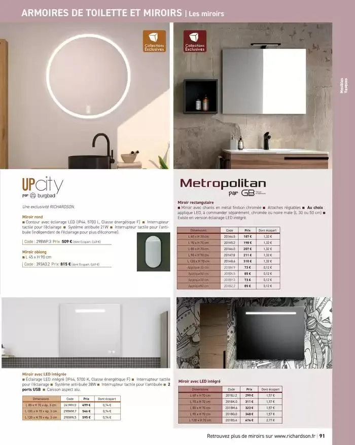 SALLE DE DE BAINS ET CARRELAGE 2025 du 11 avril au 31 décembre 2025 - Catalogue page 93