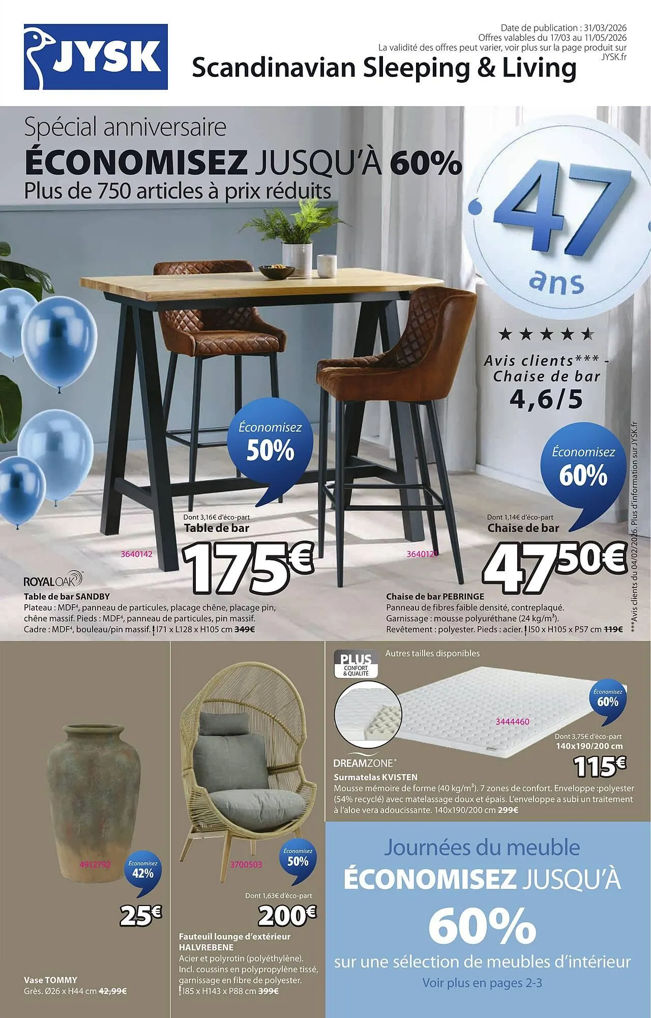 Catalogue JYSK du 17 mars au 11 mai 2026 - Catalogue page 1