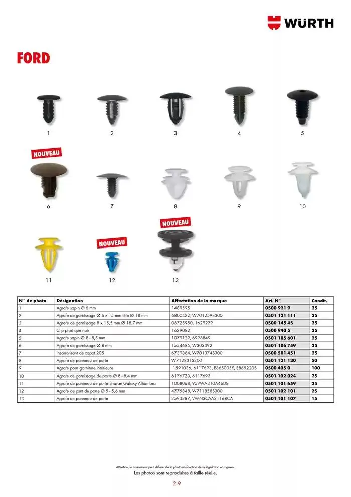 Agrafes de carrosserie du 21 janvier au 31 décembre 2025 - Catalogue page 29