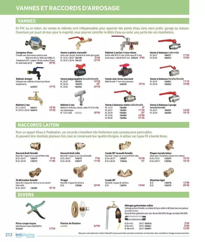 Les plaisir de l'eau Piscine,Spa,Arrosage du 10 mars au 31 décembre 2025 - Catalogue page 212
