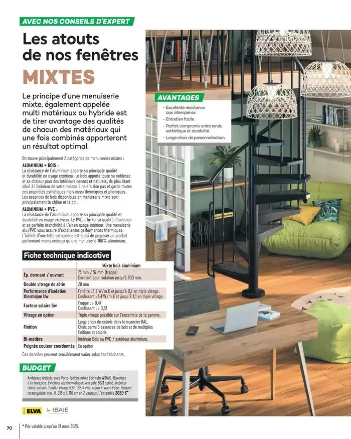 Menuiserie Extérieures 2025 du 1 janvier au 31 décembre 2025 - Catalogue page 70