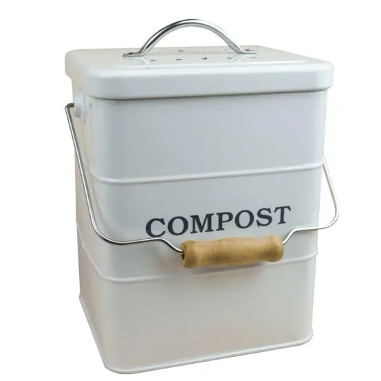 Composteur, bac, poubelle à compost de cuisine rectangle - 3 L - Beige - Linxor