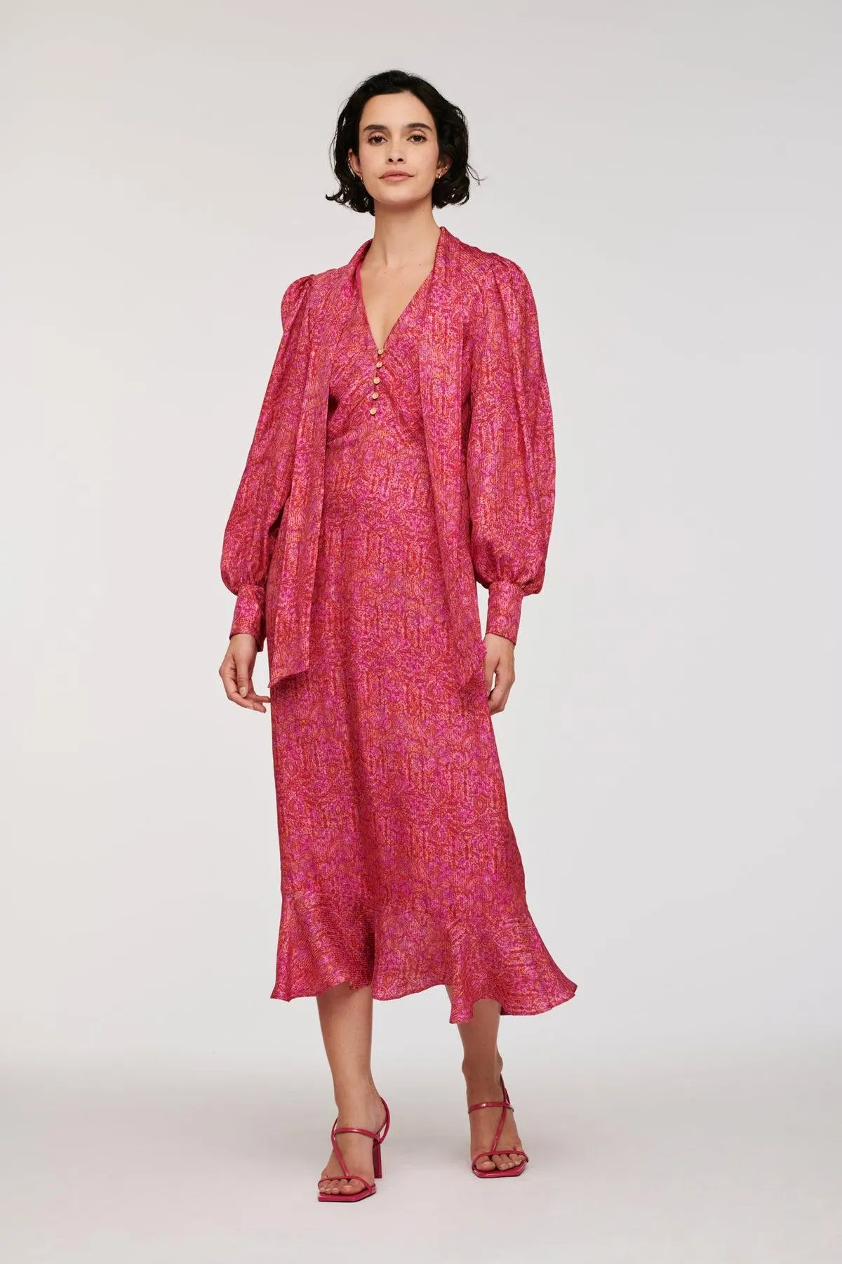 Robe longue en soie imprimée