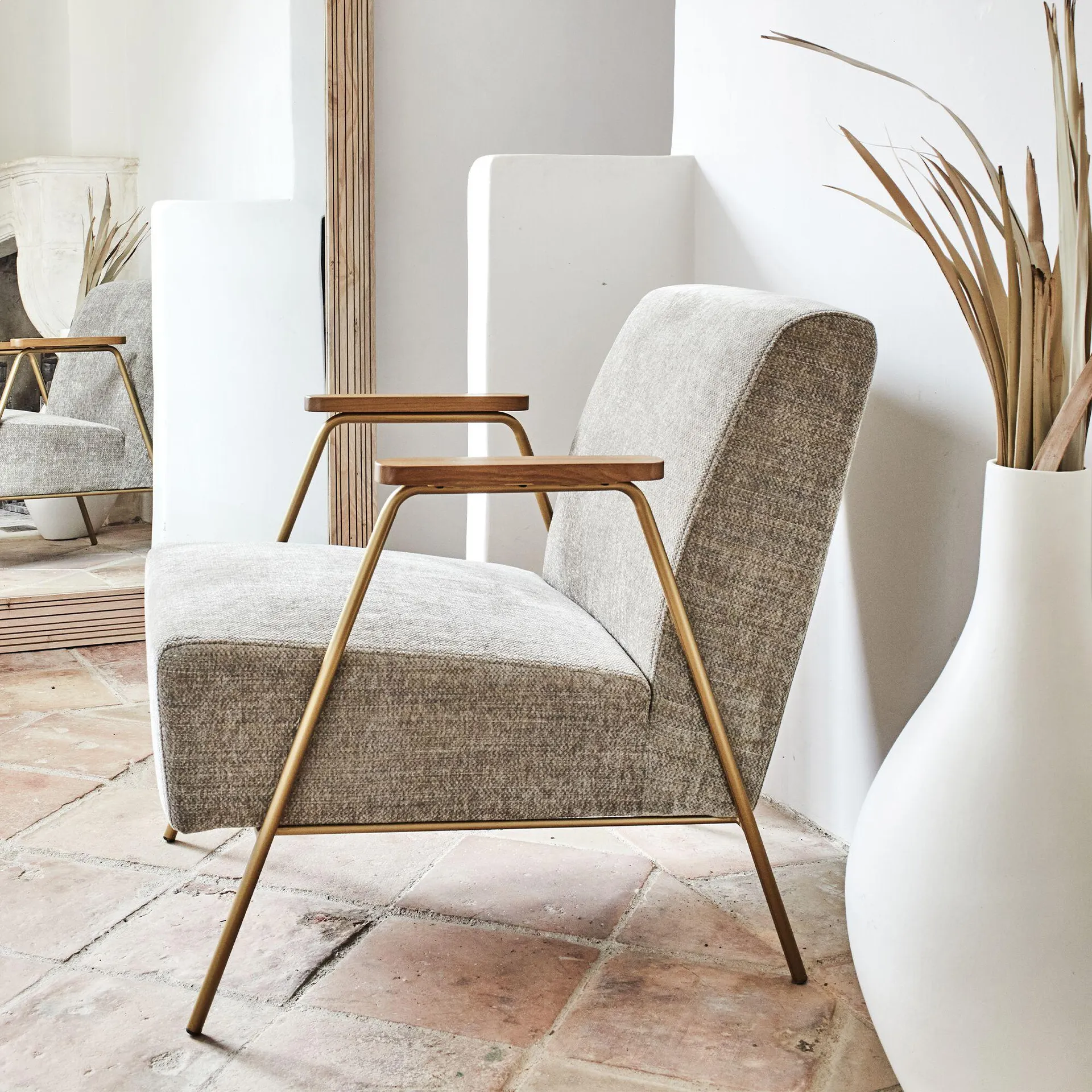 Fauteuil en velours - brun châtaigner