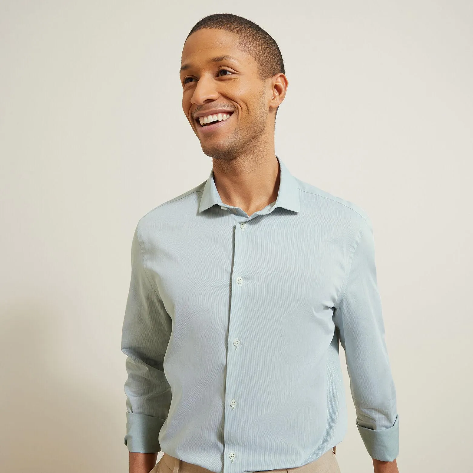 Chemise slim unie coton matière italienne - Vert