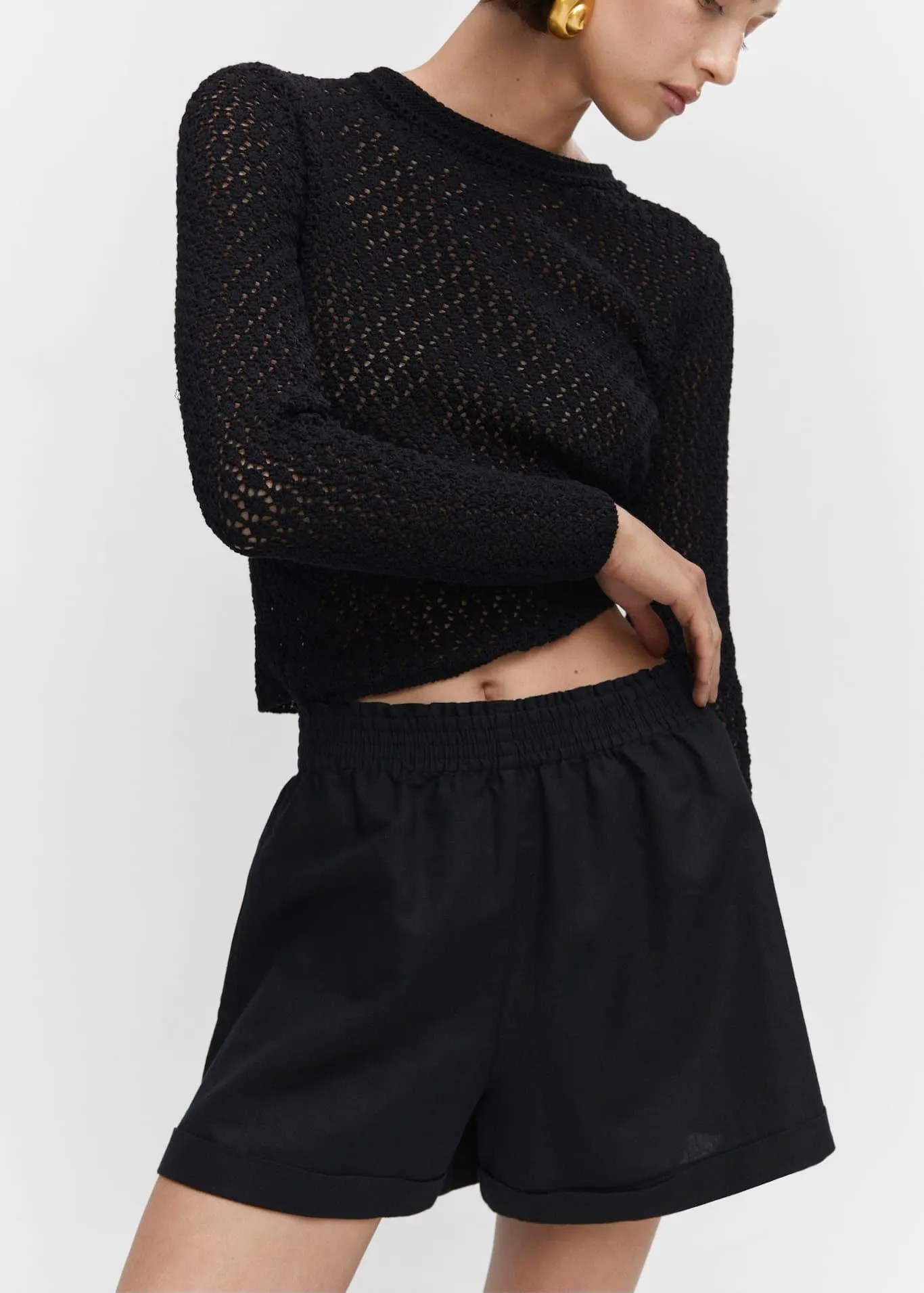 Short lin taille élastique