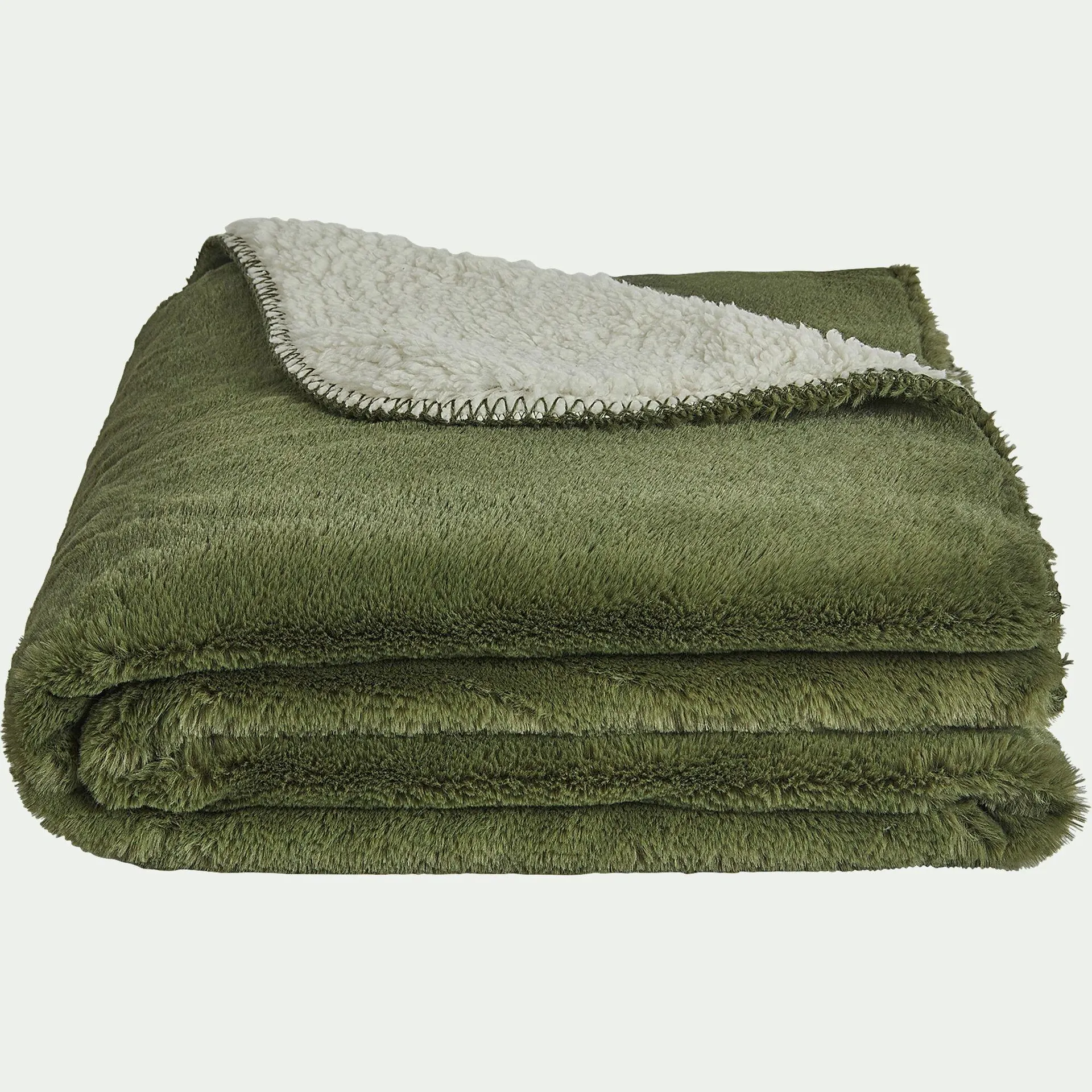 Plaid imitation fourrure 130x170cm - vert cèdre