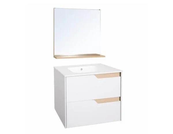 Ensemble meuble + vasque + miroir “Tolima” blanc – l. 60 X P. 45cm