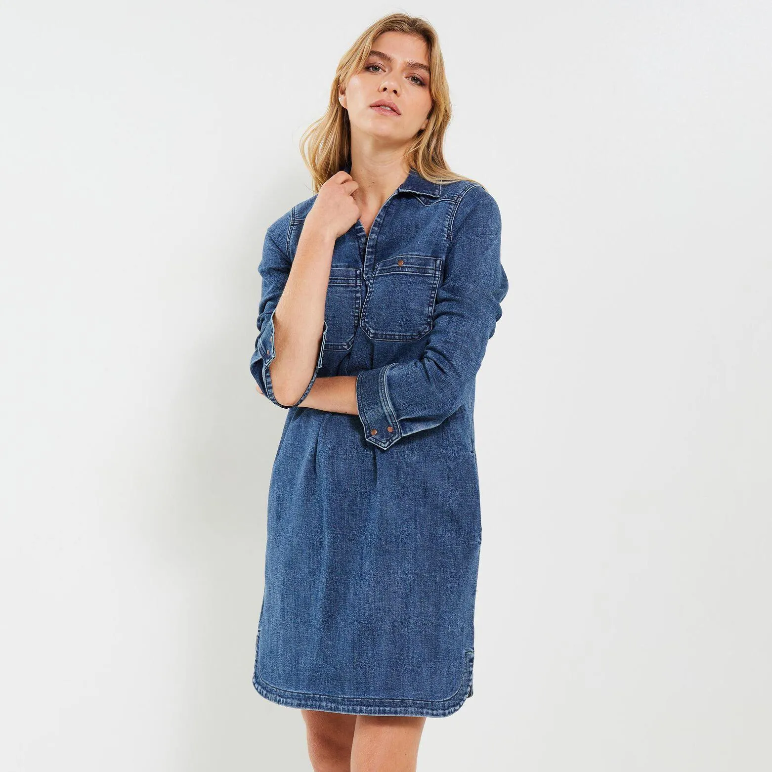 Robe chemise denim femme